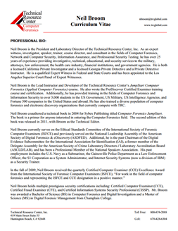 CV for Neil Broom Expert Witness in Computer Forensics Investigations in Fort Myers Florida
